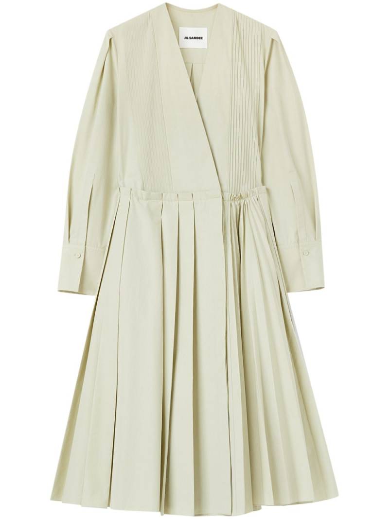 Jil Sander pleat-detailing cotton dress - Green von Jil Sander