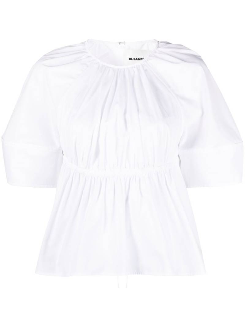 Jil Sander pleated cut-out poplin blouse - White von Jil Sander