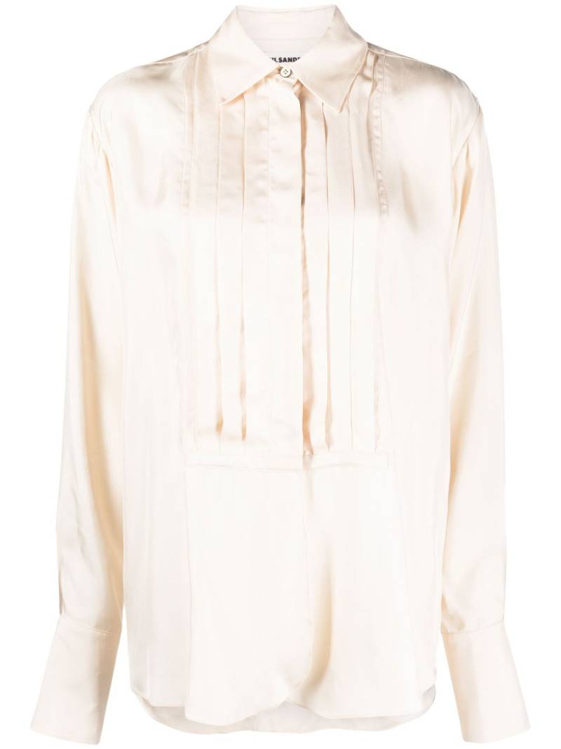 Jil Sander pleated satin shirt - Neutrals von Jil Sander