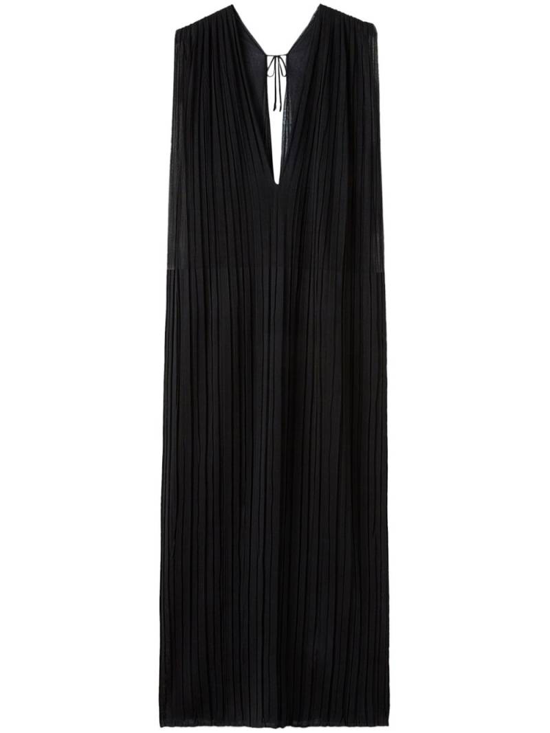 Jil Sander pleated plunge-neck silk dress - Black von Jil Sander