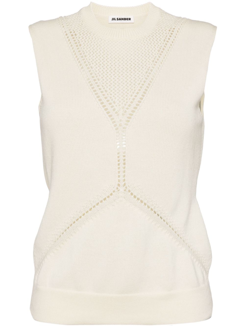 Jil Sander pointelle wool-cotton blend knitted top - Neutrals von Jil Sander