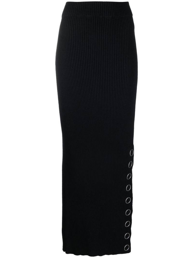 Jil Sander press-stud rib-knit maxi skirt - Blue von Jil Sander