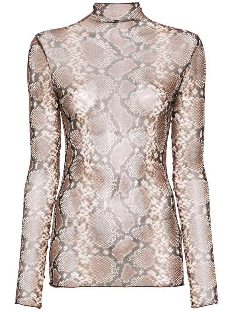 Jil Sander python-print silk top - Brown von Jil Sander