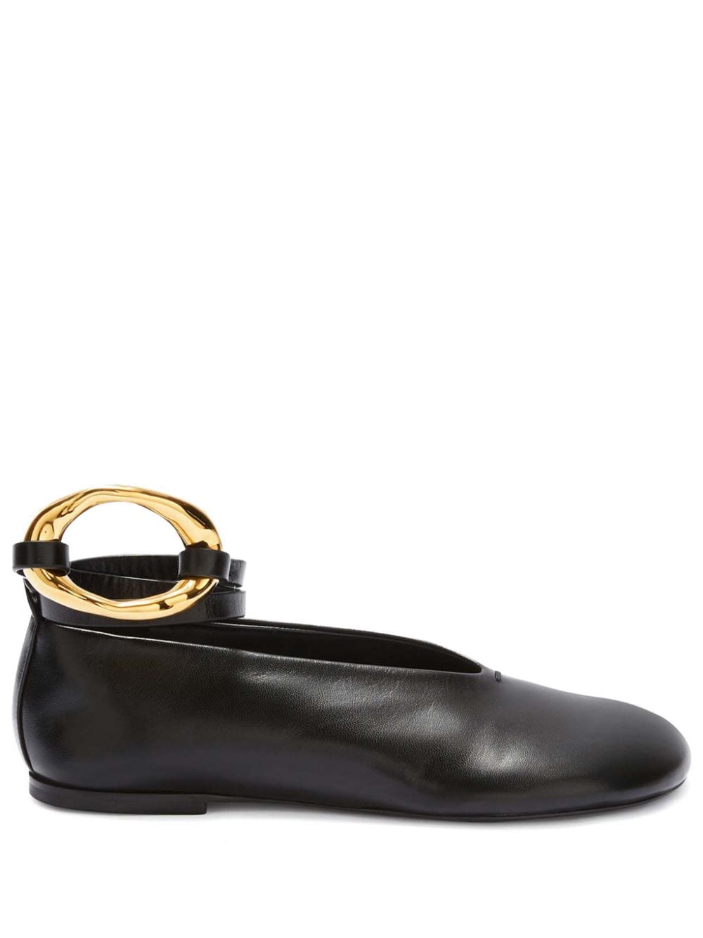 Jil Sander ring-detail leather ballerina shoes - Black von Jil Sander