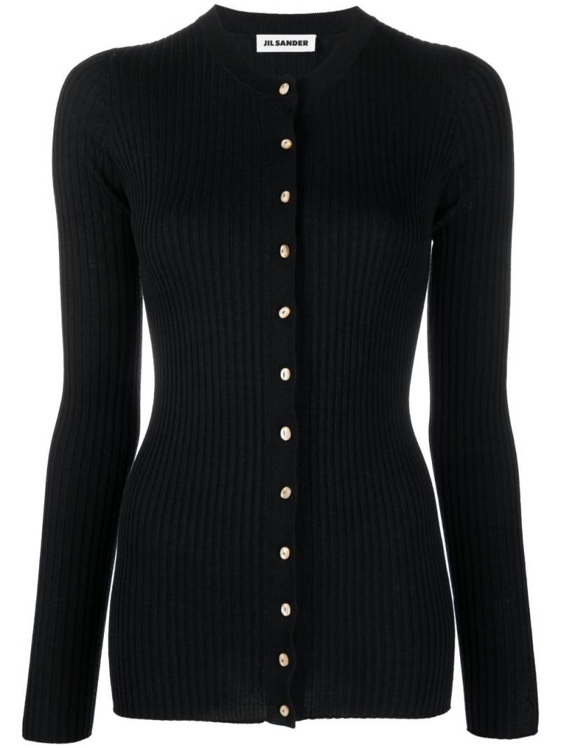 Jil Sander round neck ribbed cardigan - Black von Jil Sander