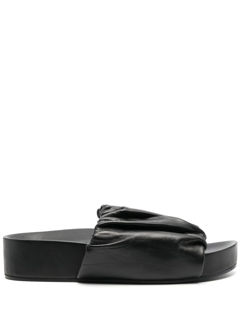 Jil Sander ruched leather slides - Black von Jil Sander