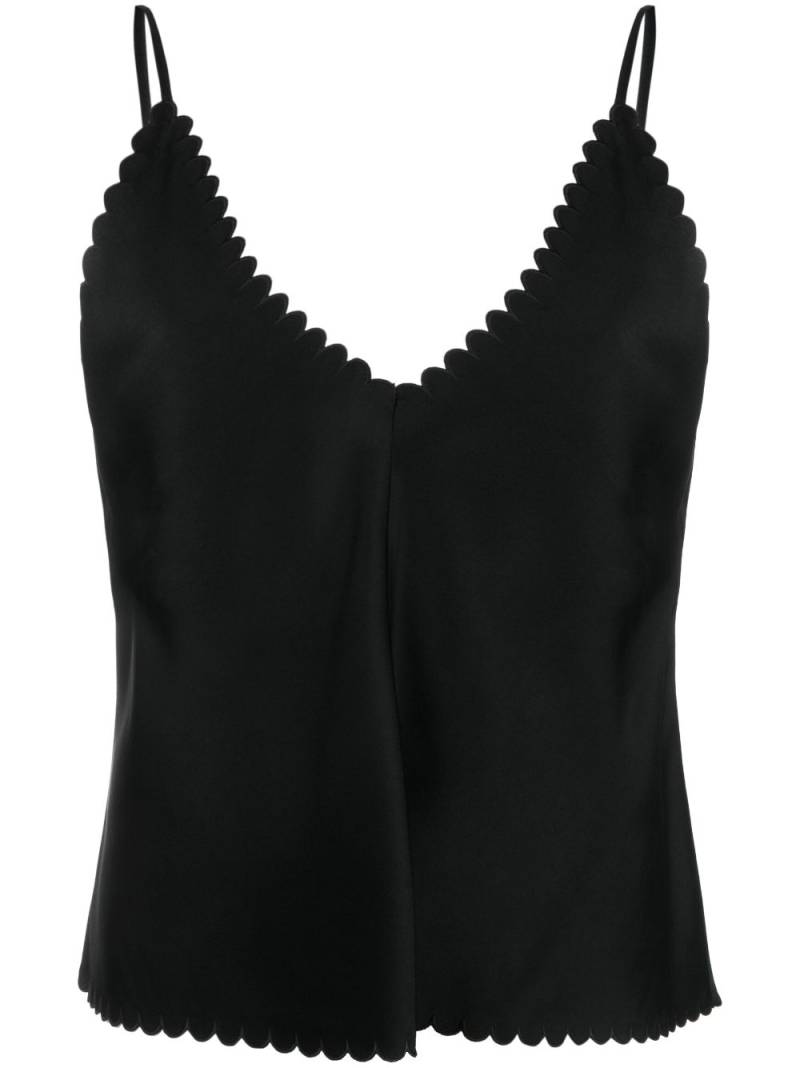 Jil Sander scalloped satin tank top - Black von Jil Sander