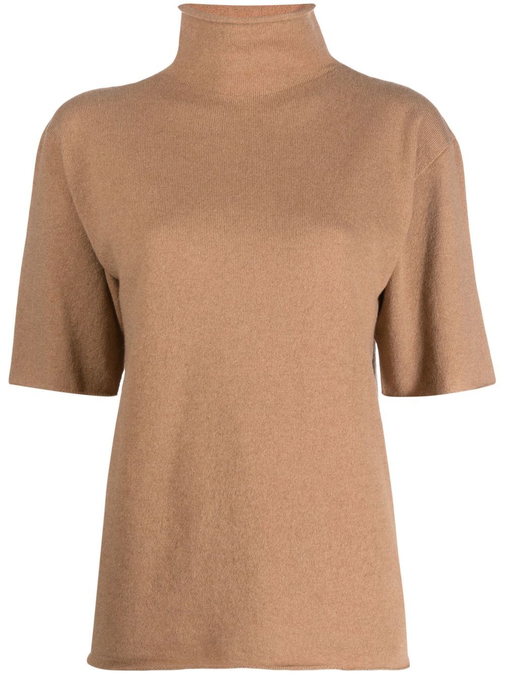 Jil Sander short-sleeved roll-neck knitted top - Neutrals von Jil Sander