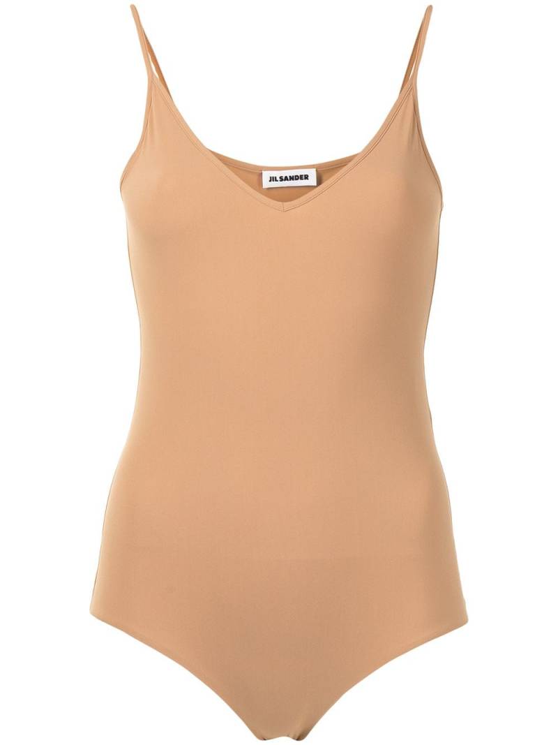 Jil Sander sleeveless V-neck bodysuit - Neutrals von Jil Sander