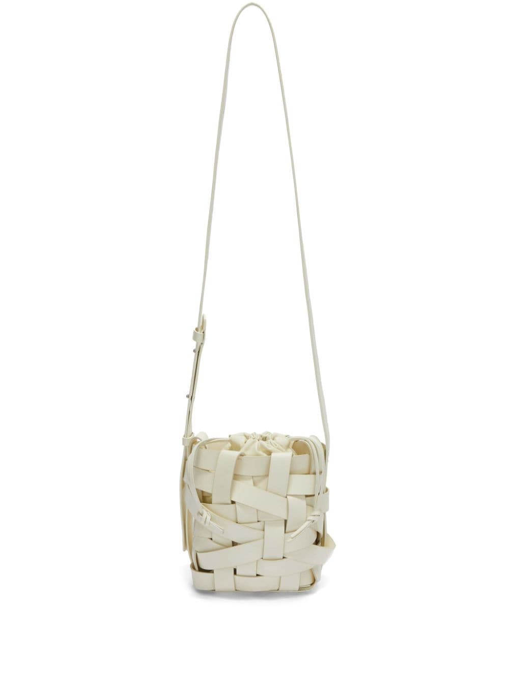 Jil Sander small woven leather bucket bag - White von Jil Sander