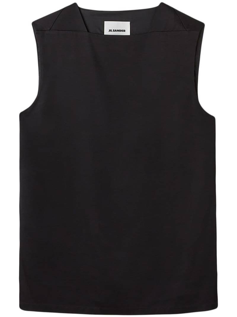 Jil Sander square-neck twill-weave vest - Black von Jil Sander