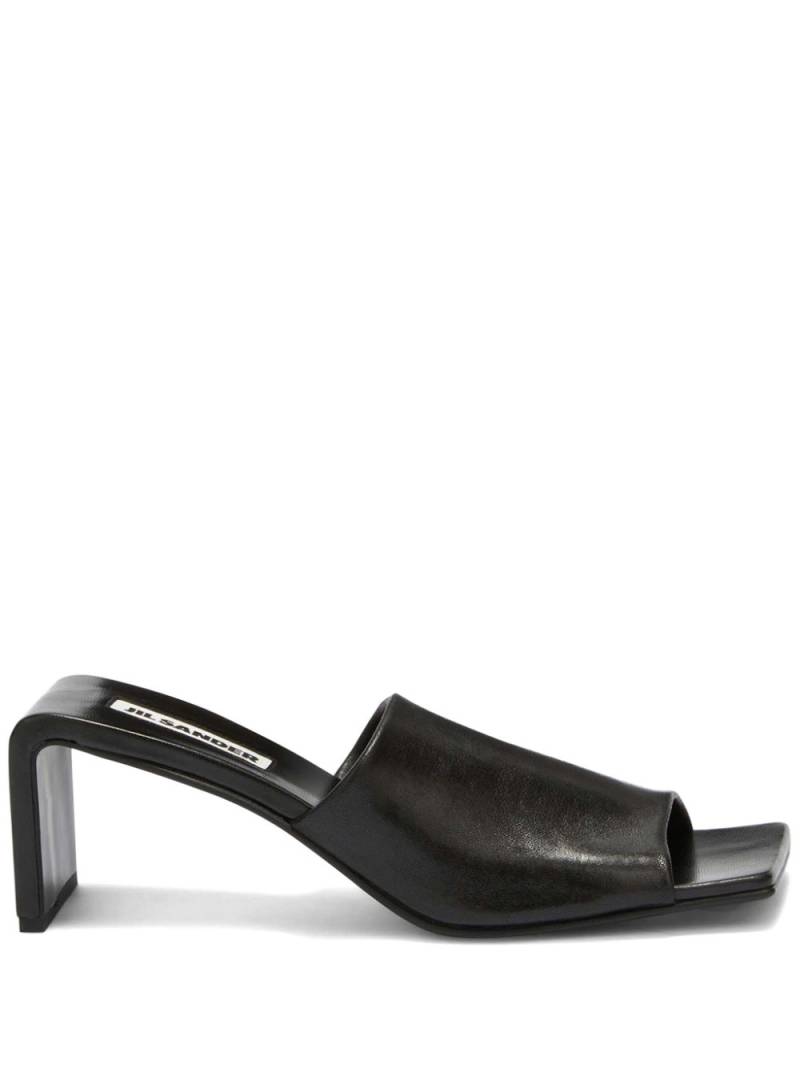 Jil Sander square open-toe leather sandals - Black von Jil Sander