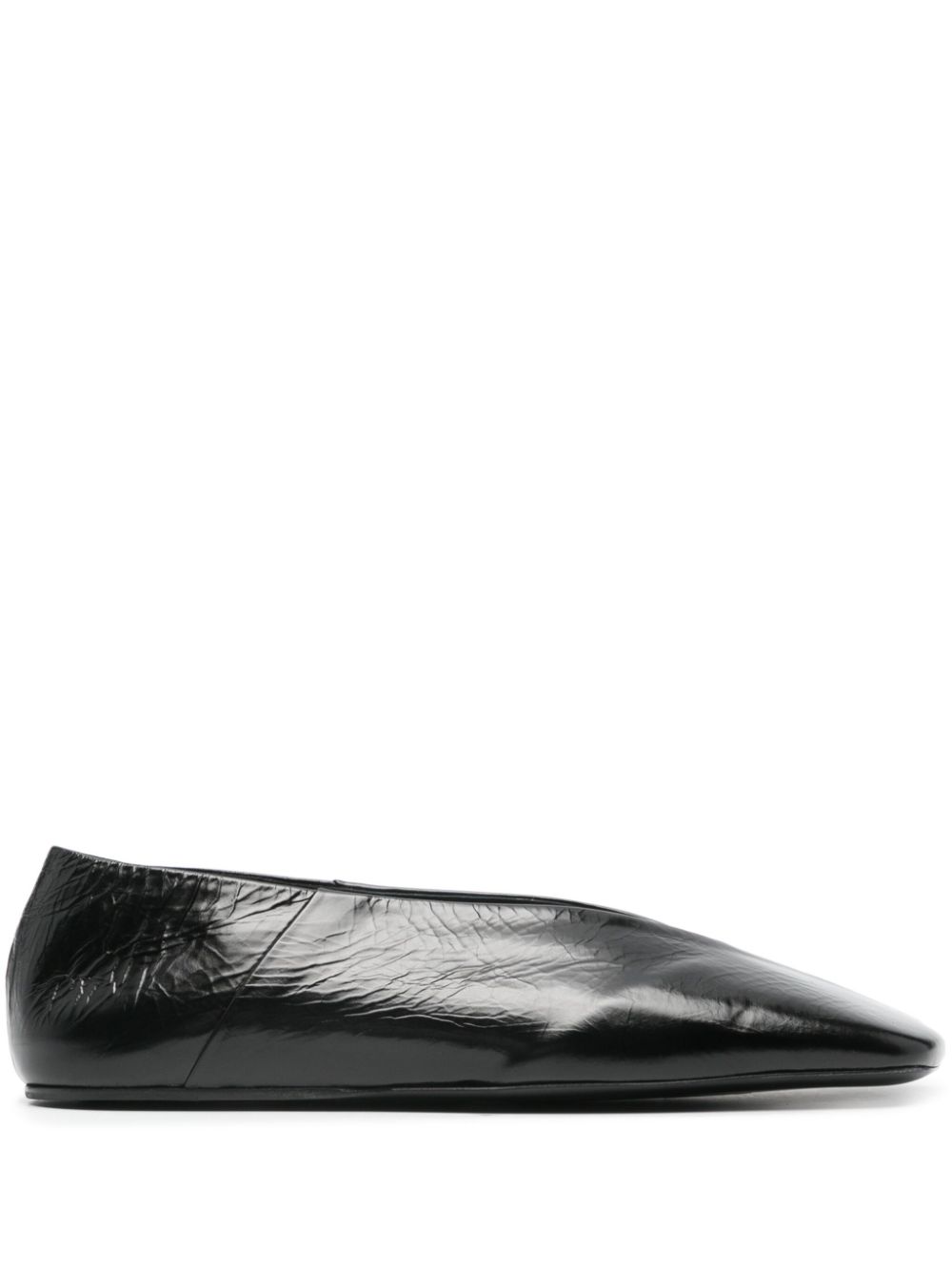 Jil Sander square-toe leather ballerina shoes - Black von Jil Sander