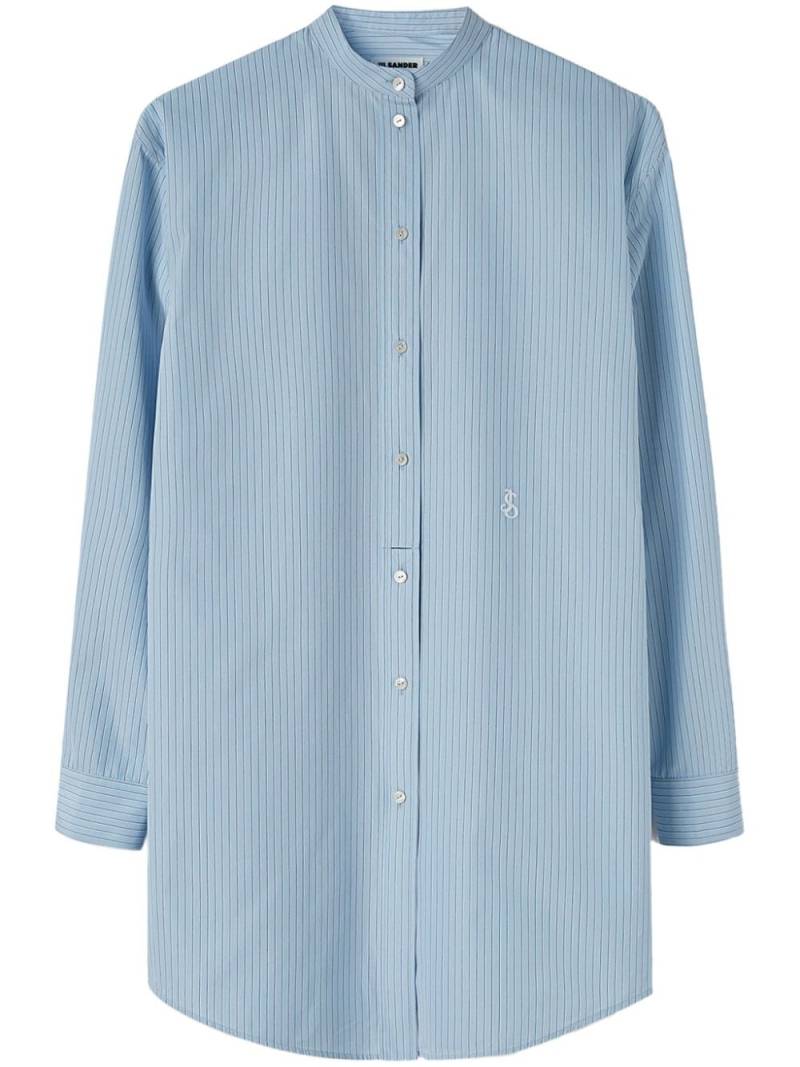 Jil Sander striped logo-patch cotton shirt - Blue von Jil Sander