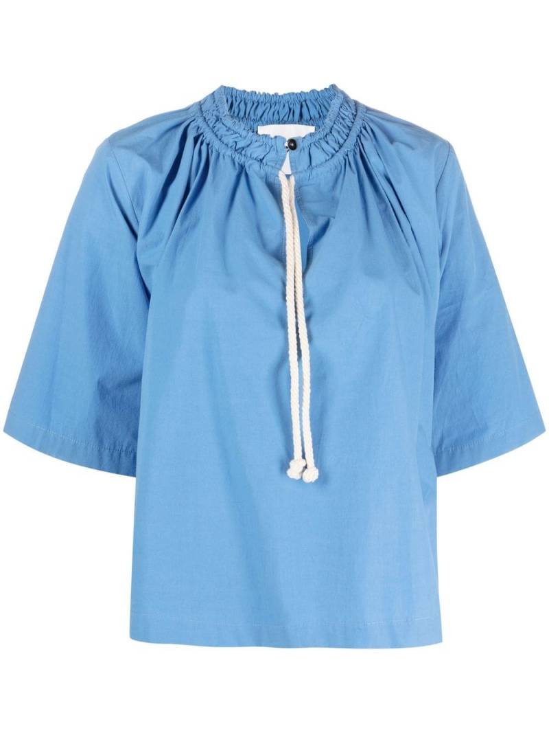 Jil Sander tie-fastening cotton blouse - Blue von Jil Sander