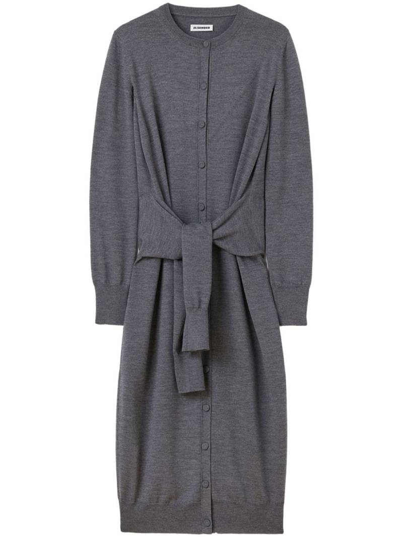 Jil Sander tie-fastening wool dress - Grey von Jil Sander