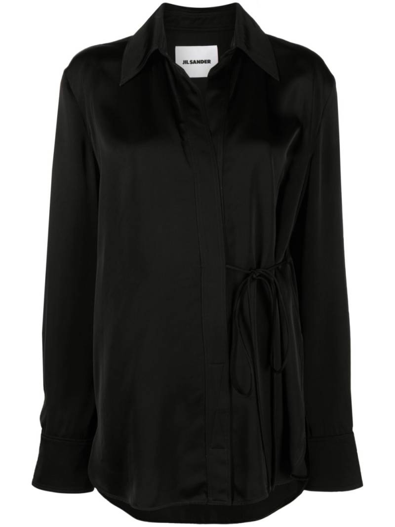 Jil Sander tie-fastening wrap shirt - Black von Jil Sander