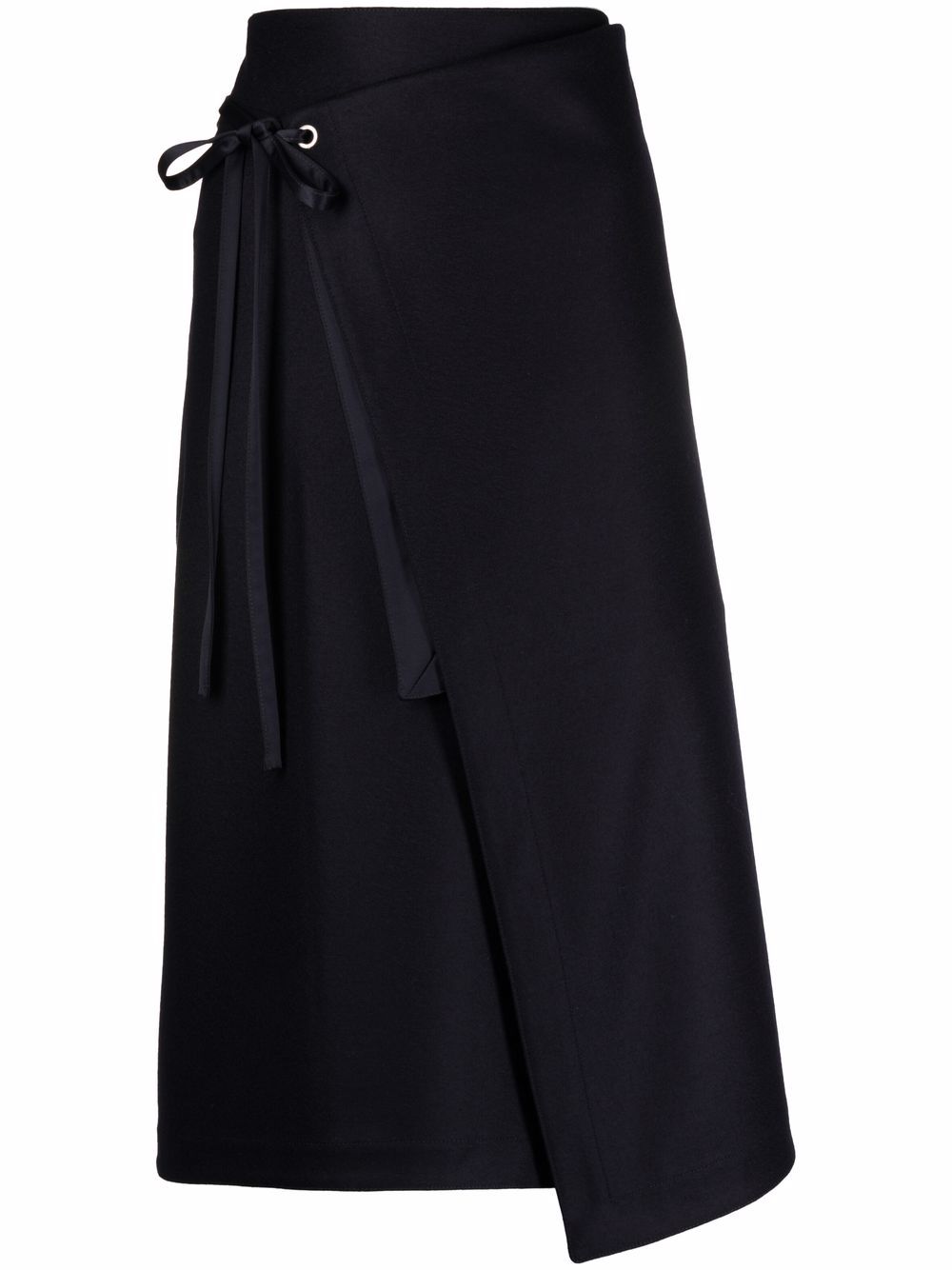 Jil Sander tie-waist wool wrap skirt - Black von Jil Sander