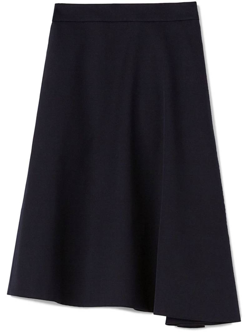 Jil Sander virgin wool asymmetric-hem midi skirt - Blue von Jil Sander