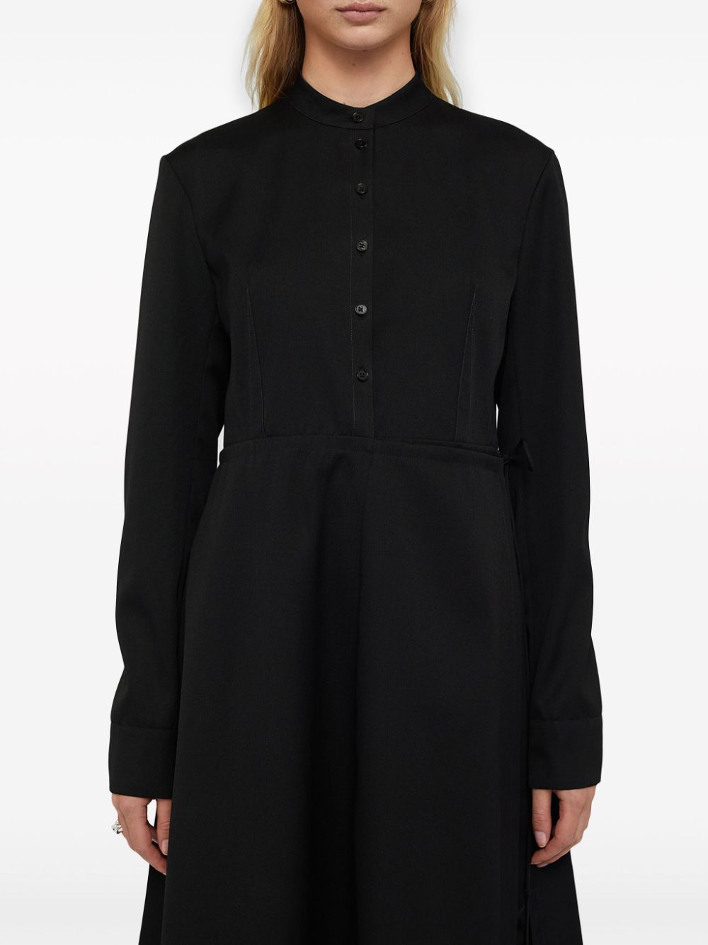 Jil Sander wrapover-panel virgin wool shirtdress - Black von Jil Sander