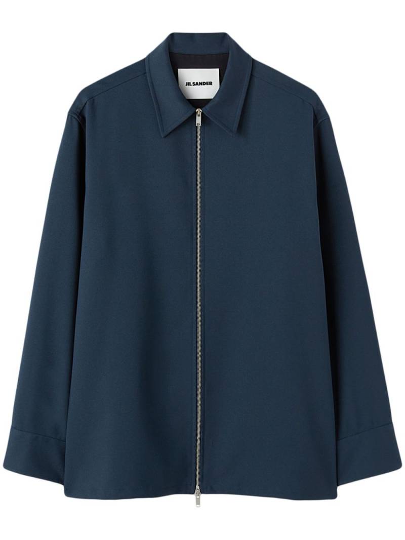 Jil Sander zip-fastening crepe-texture shirt - Blue von Jil Sander