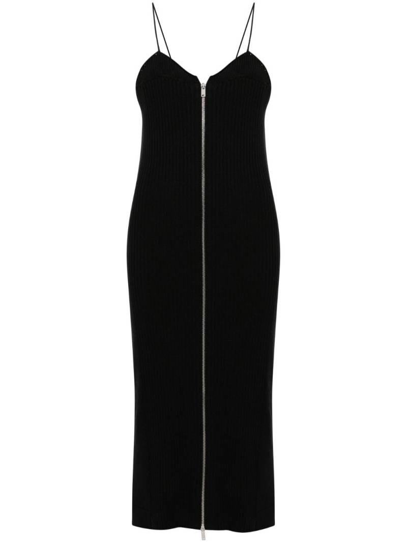 Jil Sander zip-up ribbed midi dress - Black von Jil Sander