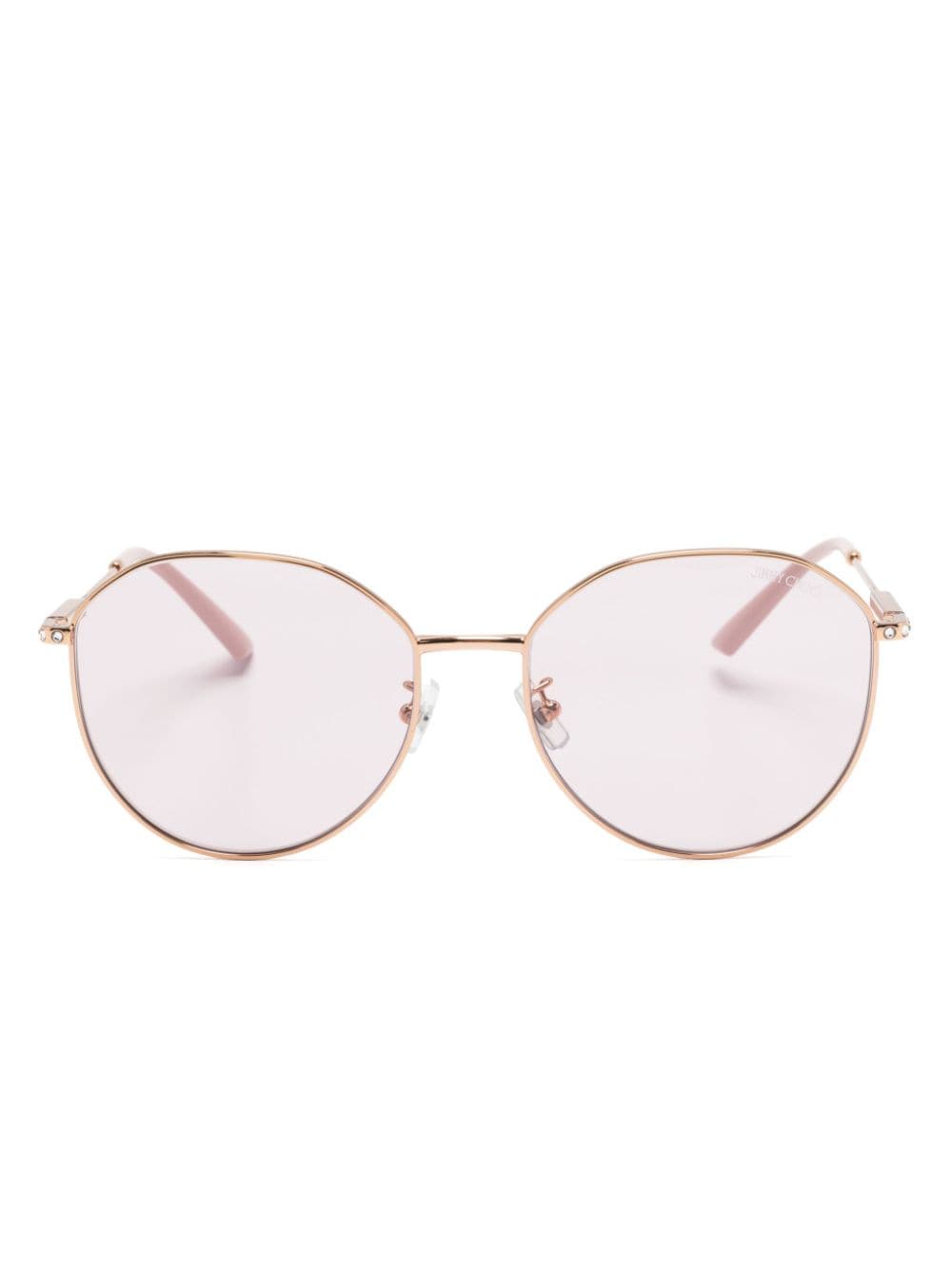 Jimmy Choo Eyewear crystal-embellished geometric-frame sunglasses - Pink von Jimmy Choo Eyewear