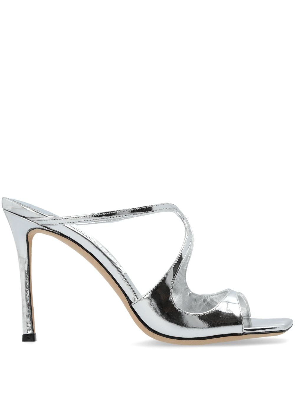 Jimmy Choo 95mm Anise metallic leather mules - Silver von Jimmy Choo