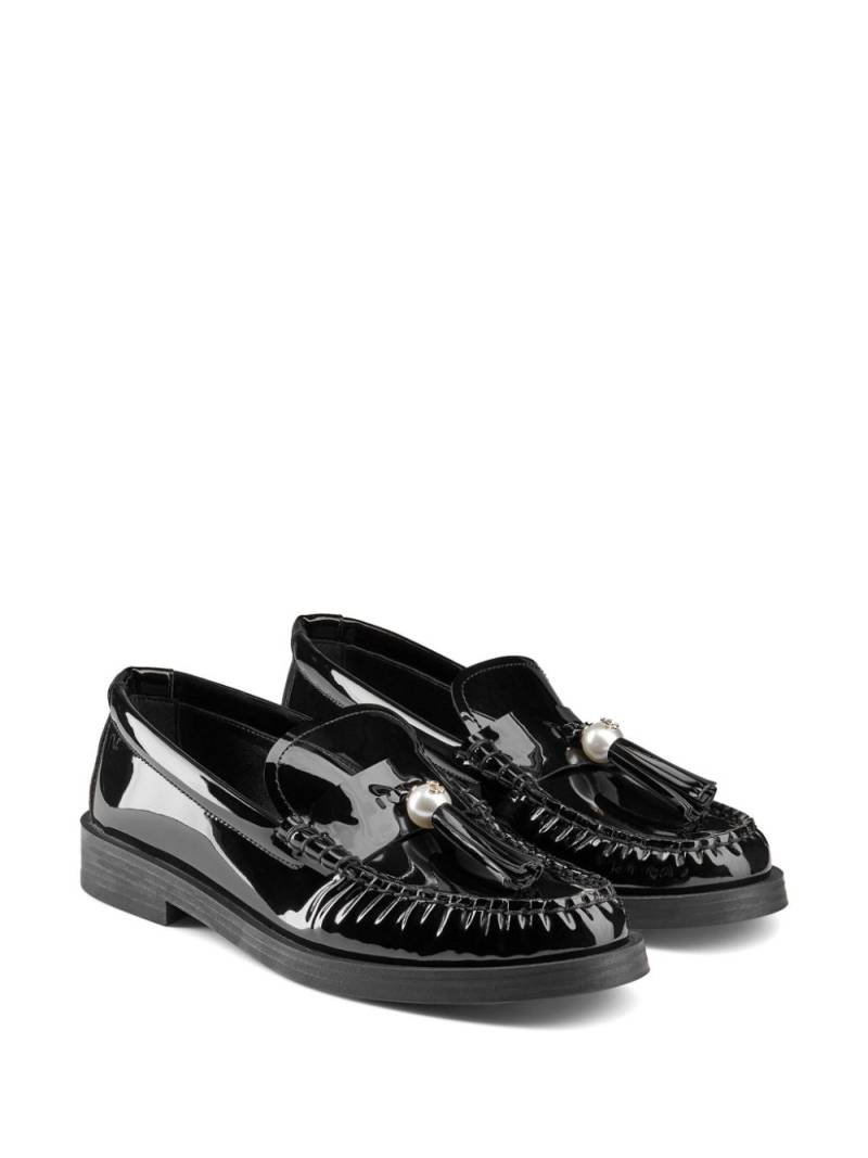 Jimmy Choo Addie pearl-embellished leather loafers - Black von Jimmy Choo