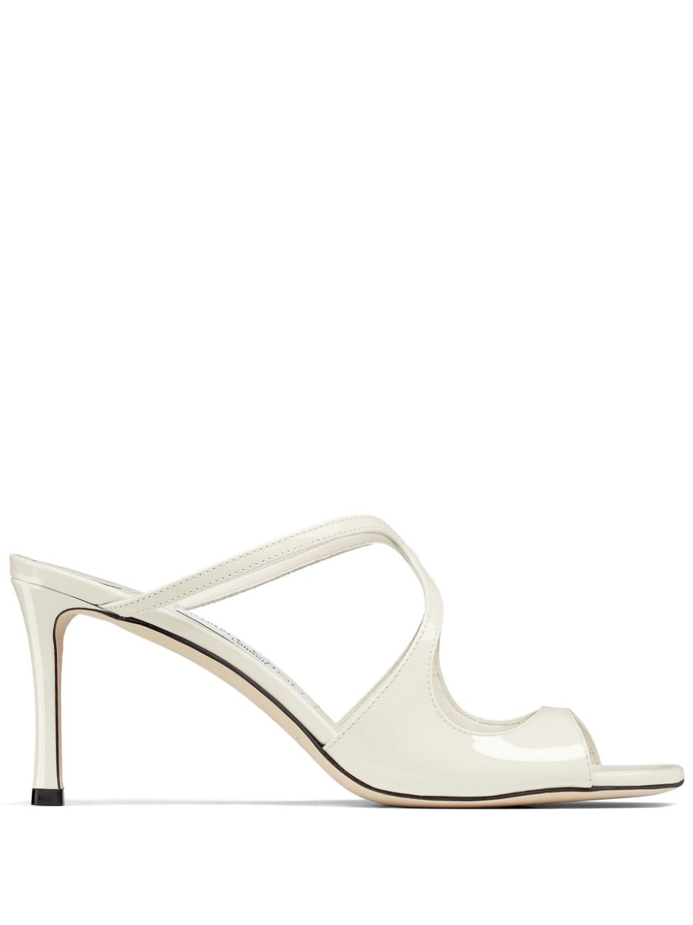 Jimmy Choo Anise 75mm patent-leather mules - White von Jimmy Choo