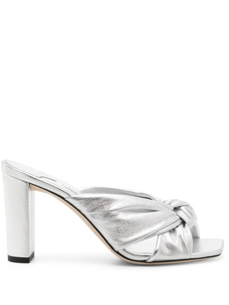 Jimmy Choo Avenue 85mm metallic leather mules - Silver von Jimmy Choo