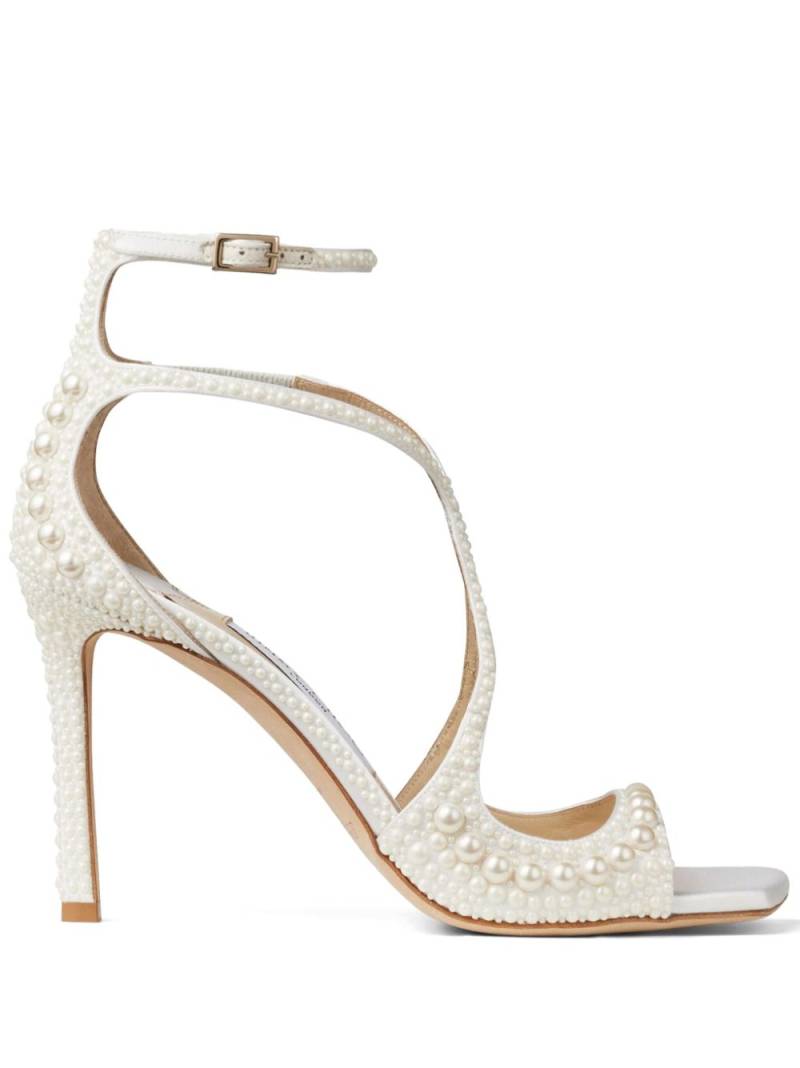 Jimmy Choo Azia 95mm pearl-embellished sandals - White von Jimmy Choo