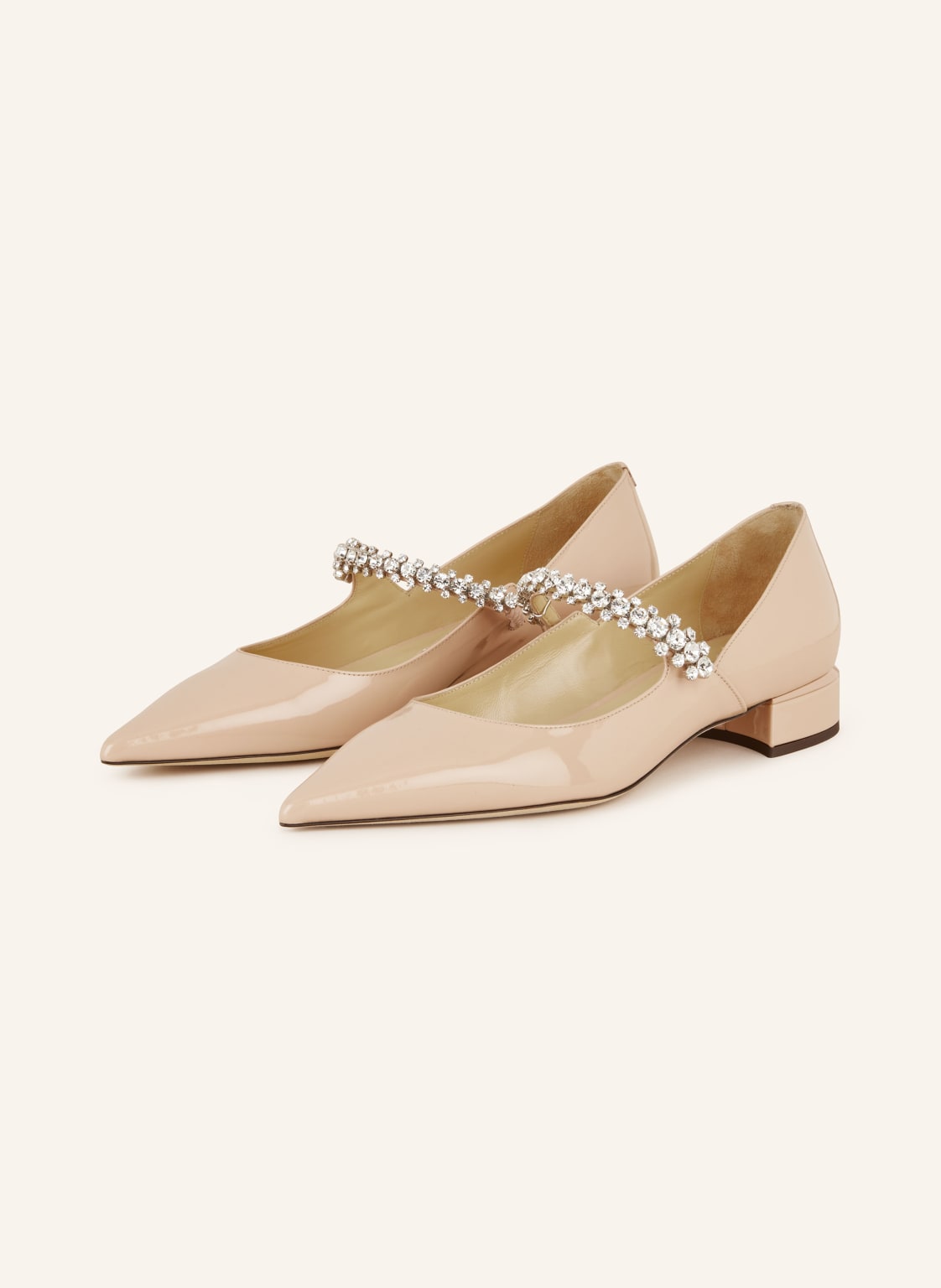 Jimmy Choo Ballerinas Mit Schmucksteinen beige von Jimmy Choo