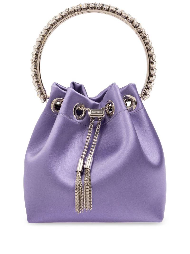 Jimmy Choo Bon Bon satin bucket bag - Purple von Jimmy Choo