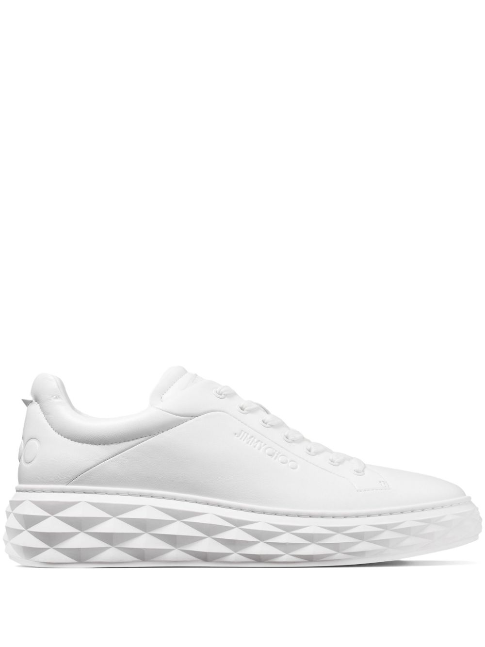 Jimmy Choo Diamond Maxi leather sneakers - White von Jimmy Choo