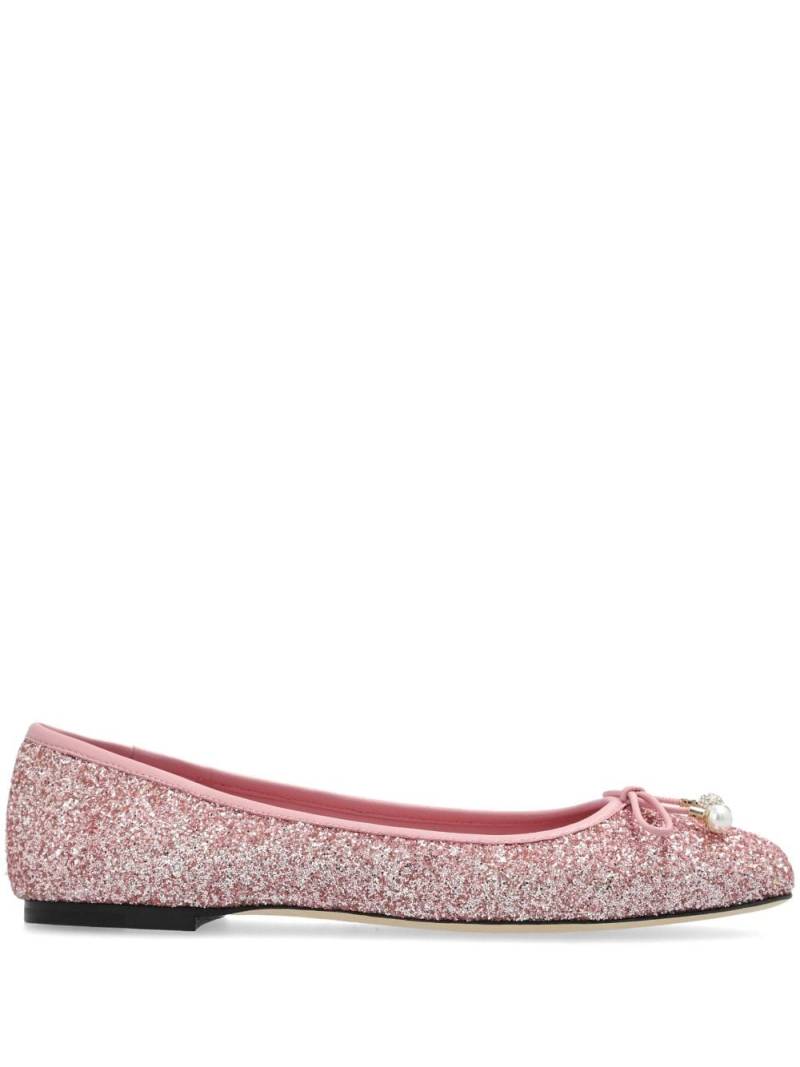 Jimmy Choo Elme glittered ballerina shoes - Pink von Jimmy Choo