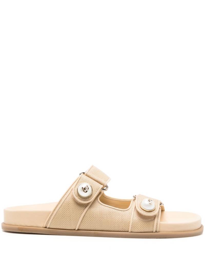 Jimmy Choo Fayence pearl-embellished slides - Neutrals von Jimmy Choo