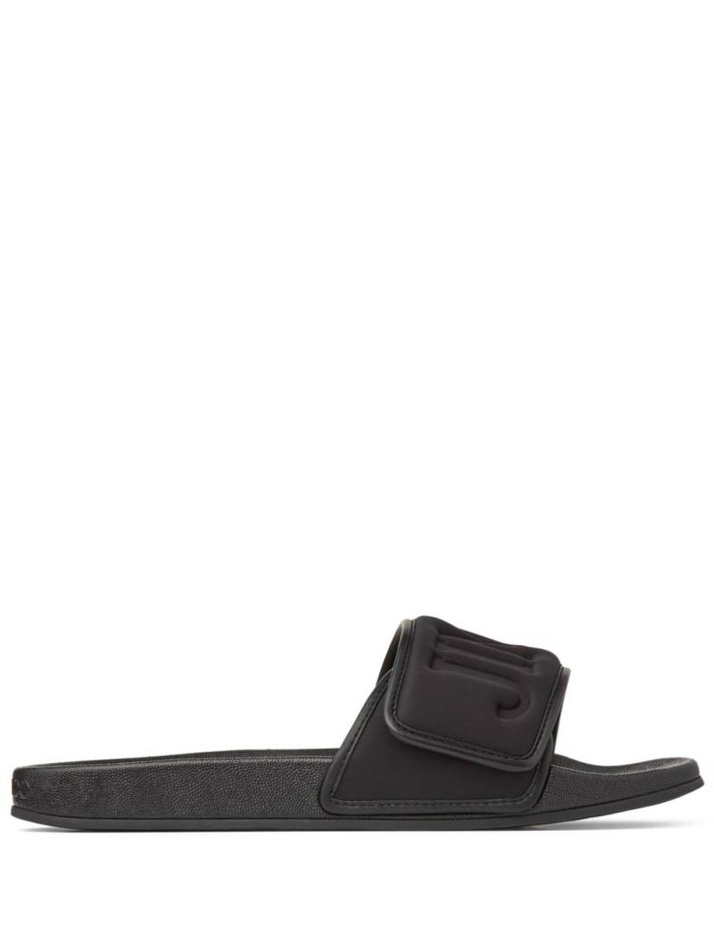 Jimmy Choo Fitz/M logo-debossed slides - Black von Jimmy Choo