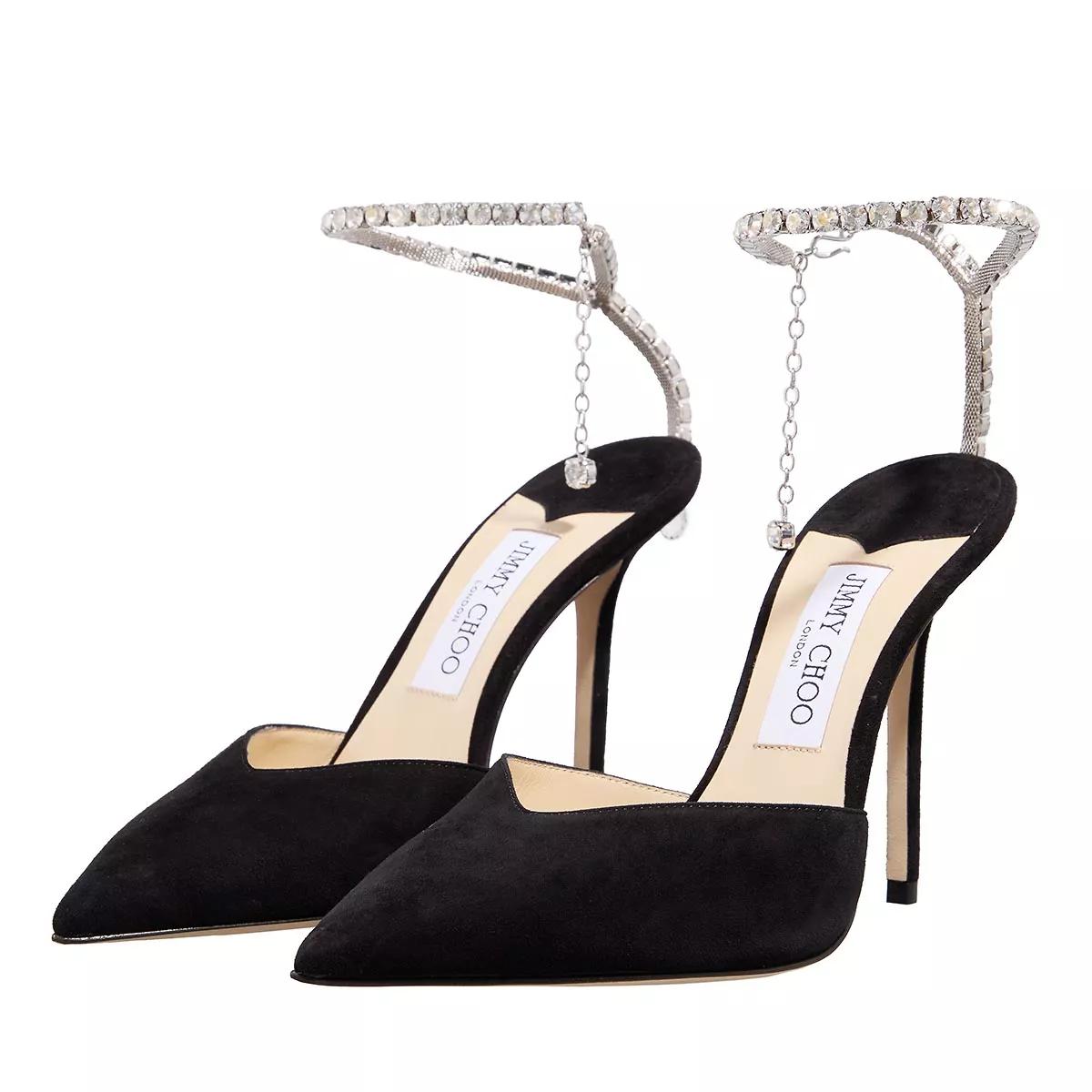 Jimmy Choo Pumps & High Heels - Suede Pointy Pumps With Crystal Chain - Gr. 37 (EU) - in Schwarz - für Damen von Jimmy Choo