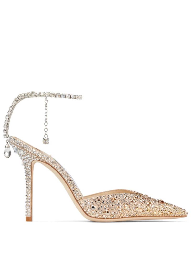 Jimmy Choo Saeda 100mm crystal-embellished pumps - Gold von Jimmy Choo