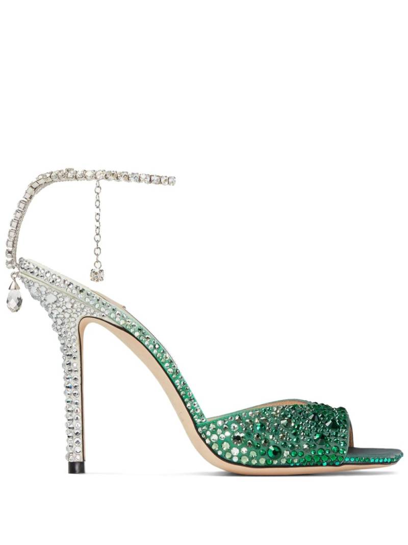 Jimmy Choo Saeda 100mm crystal-strap sandals - Green von Jimmy Choo