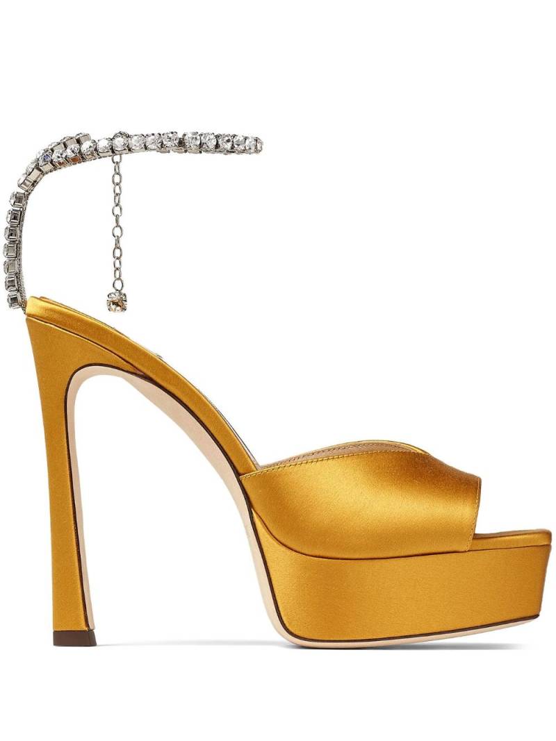 Jimmy Choo Saeda 125mm crystal-embellished sandals - Yellow von Jimmy Choo