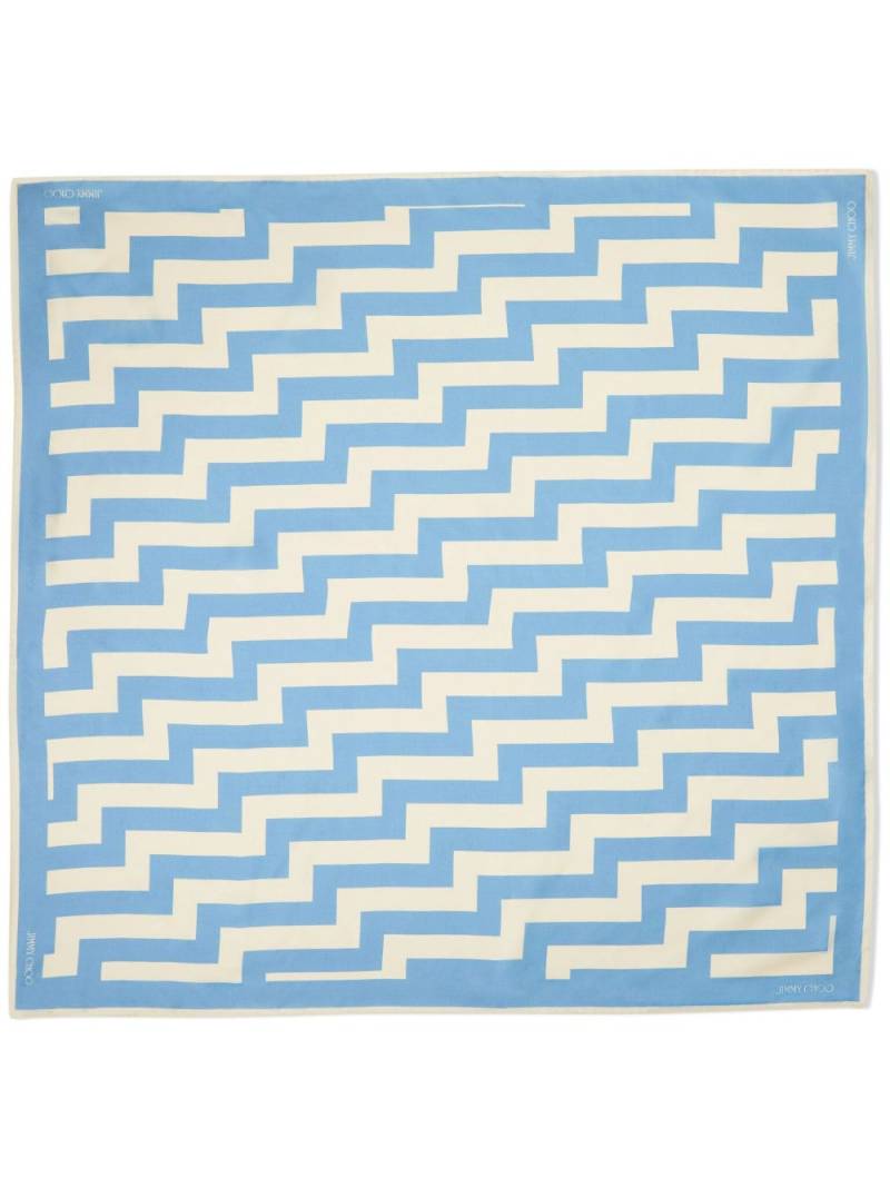 Jimmy Choo abstract-print silk scarf - Blue von Jimmy Choo