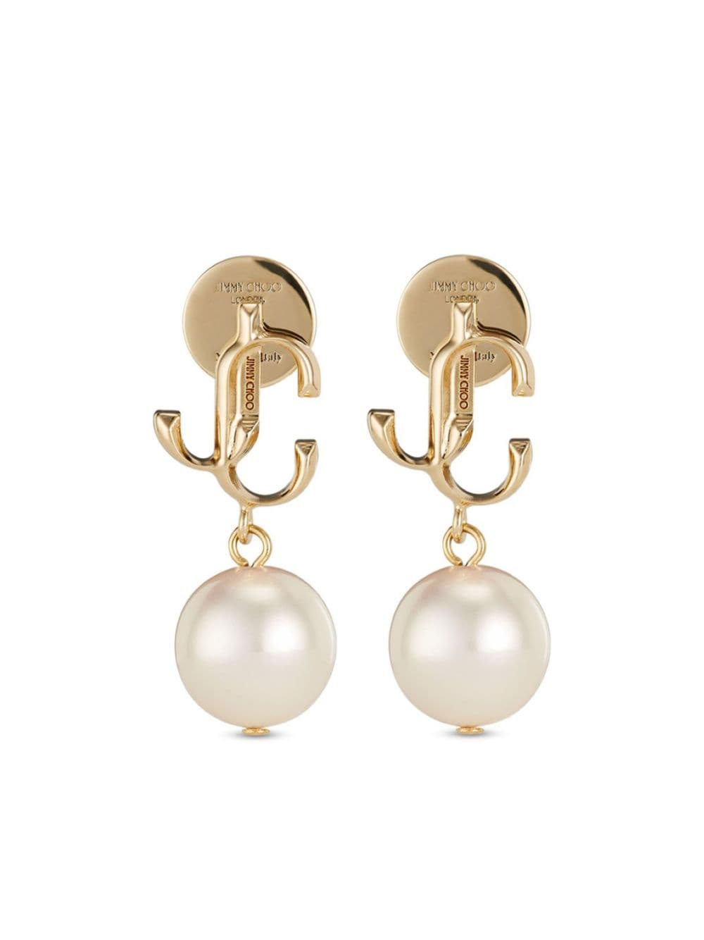 Jimmy Choo logo-lettering pearl earrings - Gold von Jimmy Choo