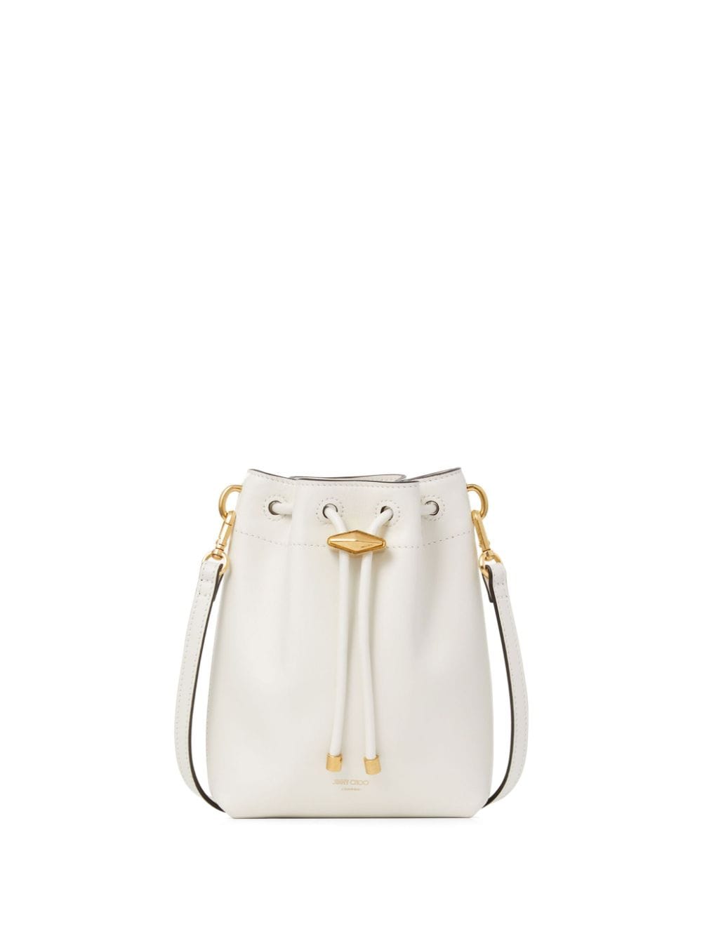 Jimmy Choo mini Cinch leather bucket bag - White von Jimmy Choo