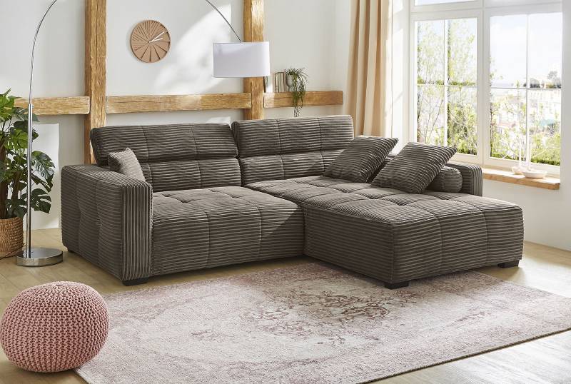 Jockenhöfer Gruppe Ecksofa »Severino L-Form im Big-Sofa-Style«, mit Kopfteilverstellung, rechts/links montierbar, Wellenfederung von Jockenhöfer Gruppe