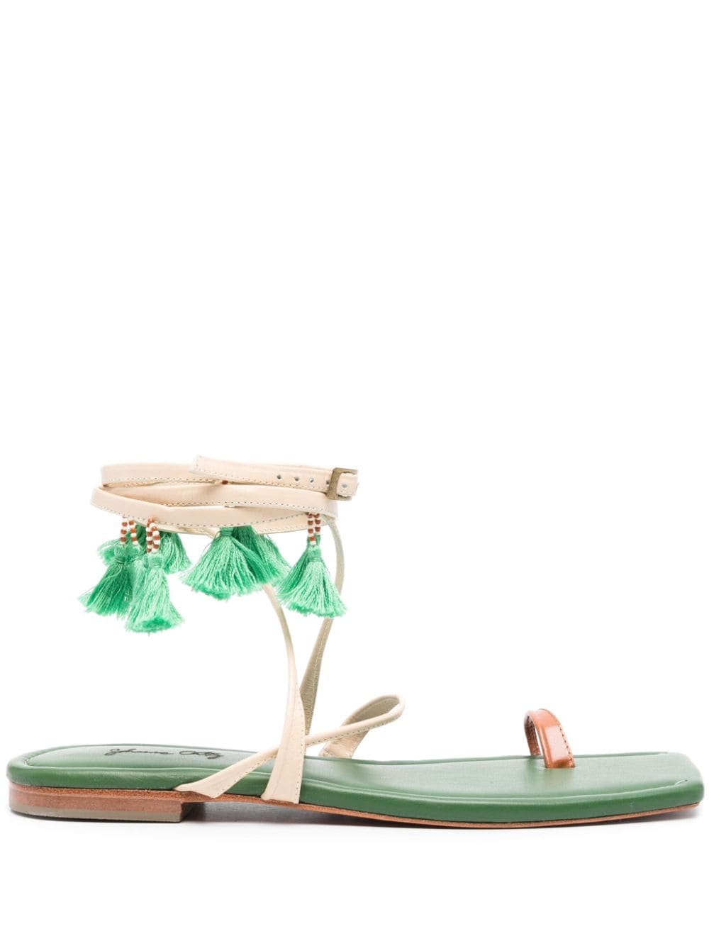 Johanna Ortiz Conversando Con El Viento leather flat sandals - Green von Johanna Ortiz