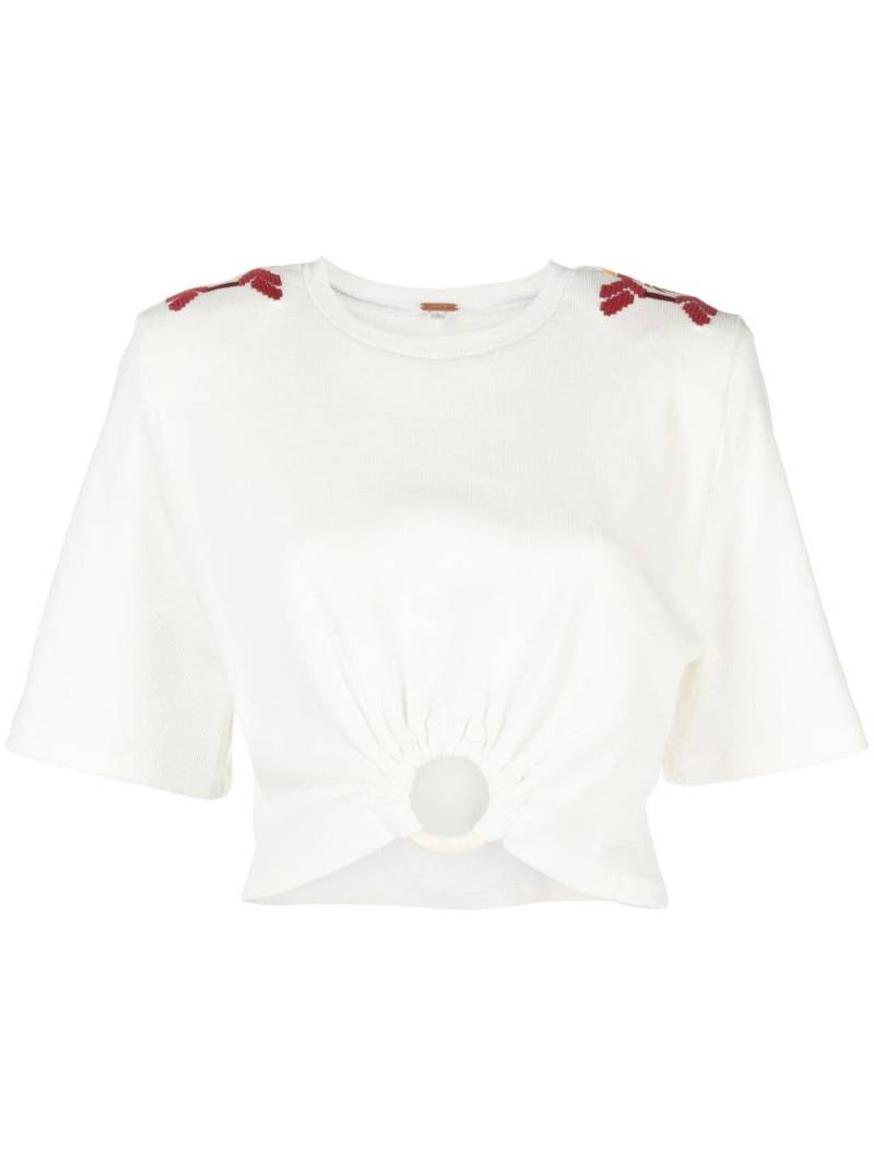 Johanna Ortiz Ensenada embroidered cropped T-shirt - White von Johanna Ortiz