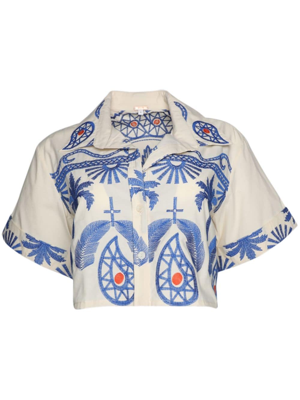 Johanna Ortiz Manyattas embroidered cropped cotton-blend shirt - Neutrals von Johanna Ortiz