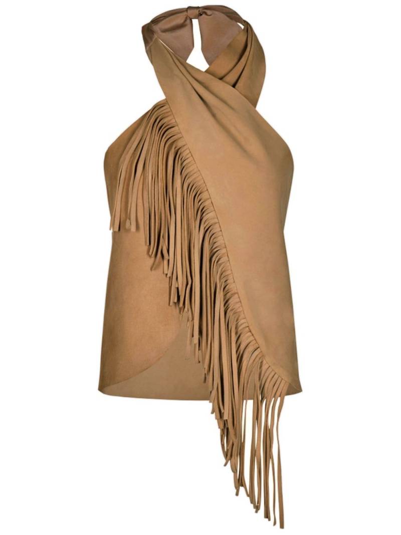 Johanna Ortiz Sonora fringed suede halter top - Neutrals von Johanna Ortiz